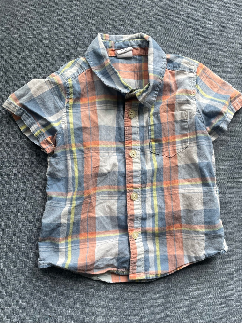 GAP Baby Short-Sleeve Plaid Button-Down Shirt 18-24 months